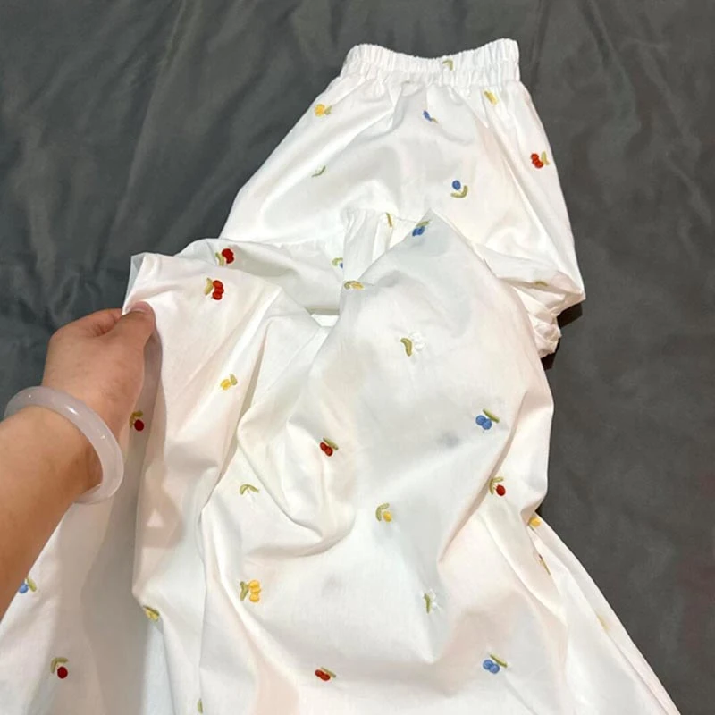 【8765】大码女装胖mm减龄刺绣半身裙夏季宽松显瘦大摆裙遮肉伞裙