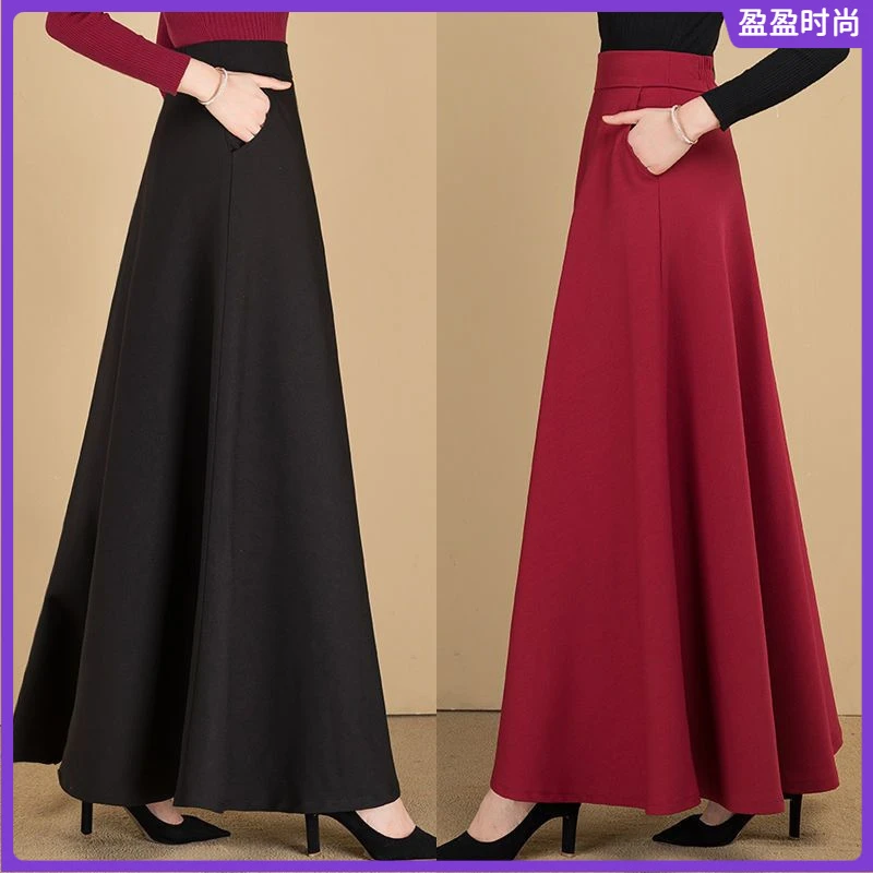 l2025半身长裙大摆裙A字裙高腰显瘦大码女式春夏秋冬四季跳舞长I