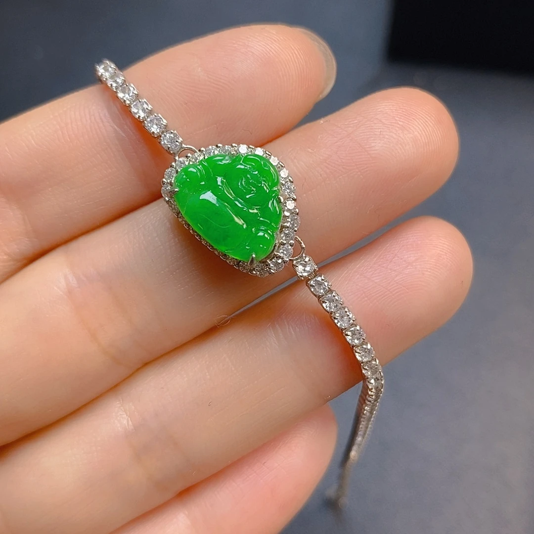 娅***言翡翠银S925镶嵌手链