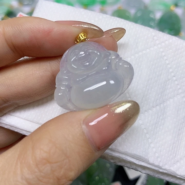 翡翠18K金镶嵌颈饰挂件