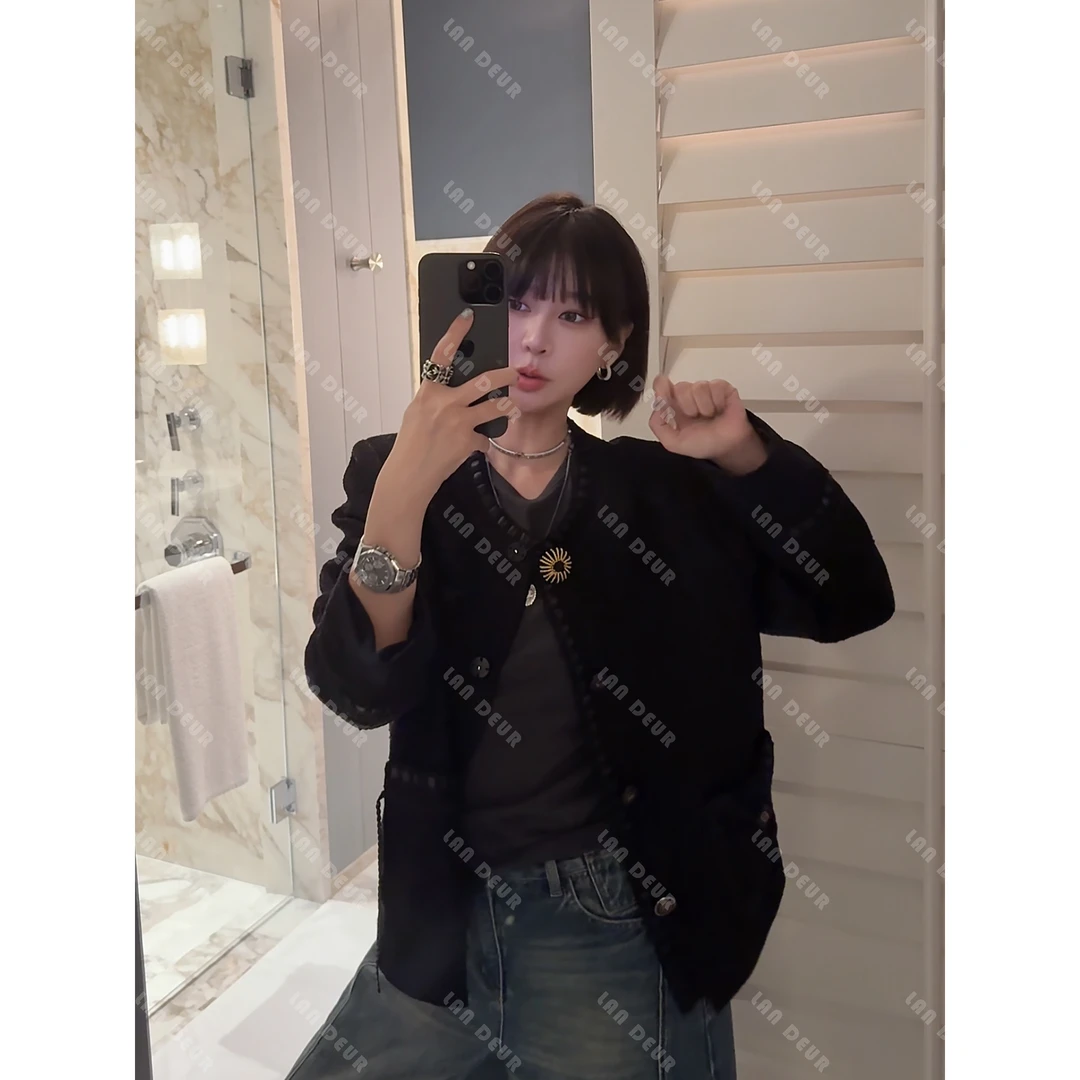 【夜色迷雾】轻奢气质小香风时尚休闲财阀千金风黑色外套女上衣