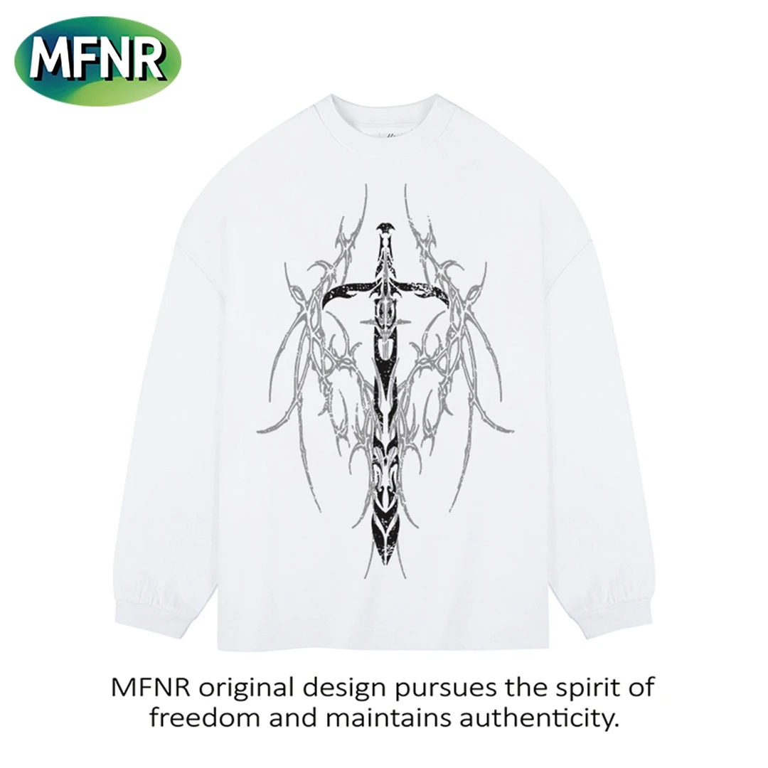 街头小众重磅纯棉t恤男复古百搭秋冬新款宽松圆领打底长袖上衣潮