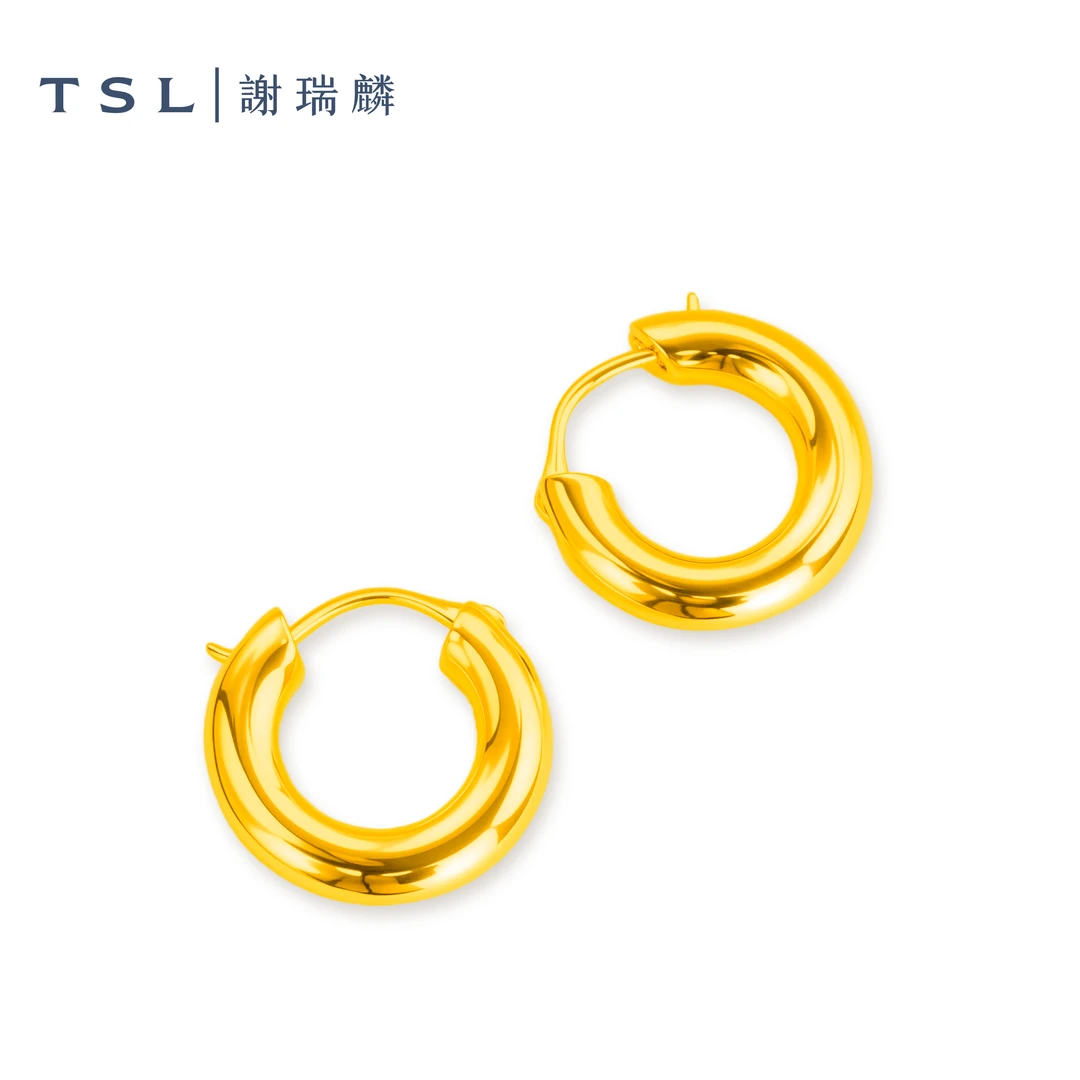 TSL/谢瑞麟5D足金素圈简约耳饰