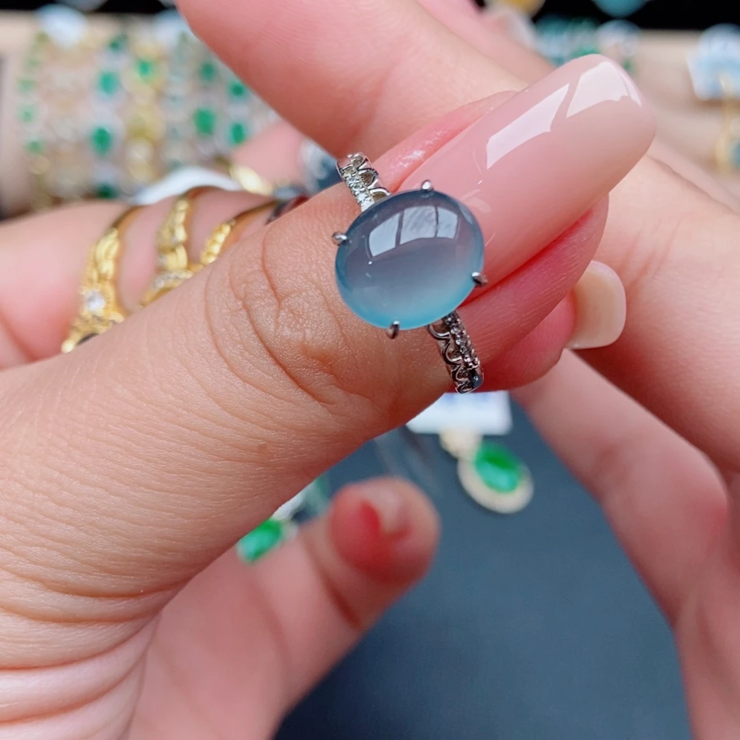 溜***梅翡翠银S925镶嵌戒指