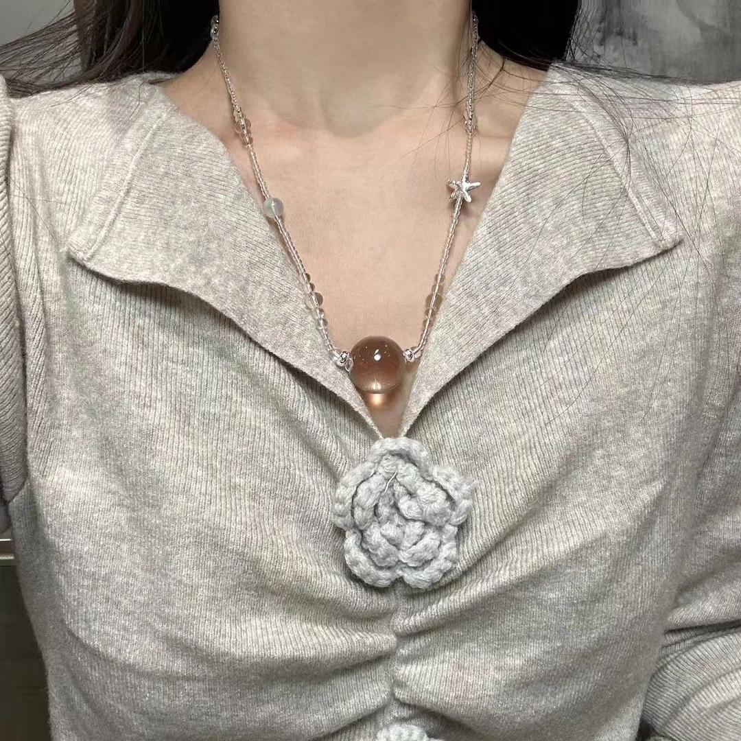 《人鱼泪2.0》A337天然水晶海蓝星星设计白水晶泡泡项链多样性发一