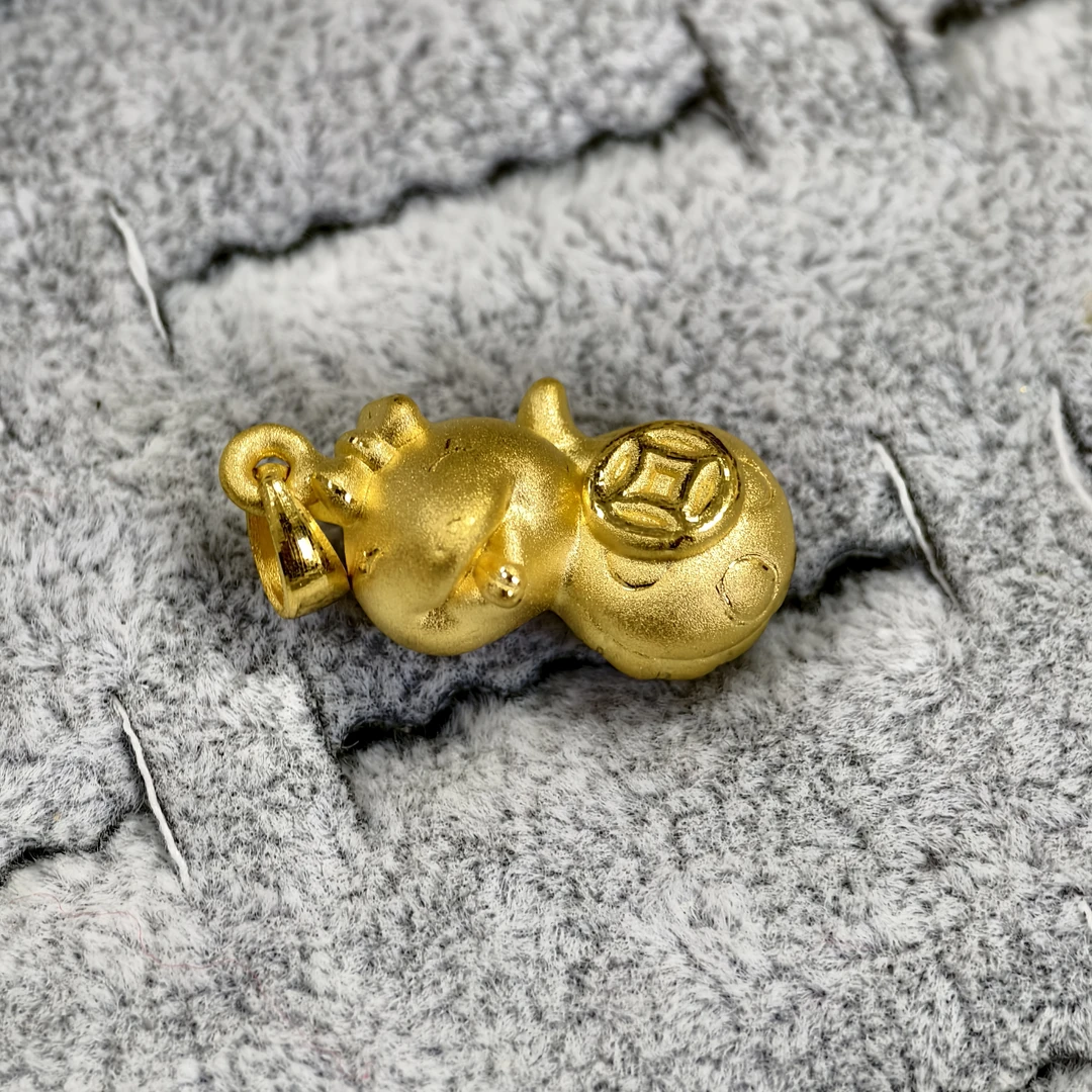 【周老板】足金铜钱蛇吊坠