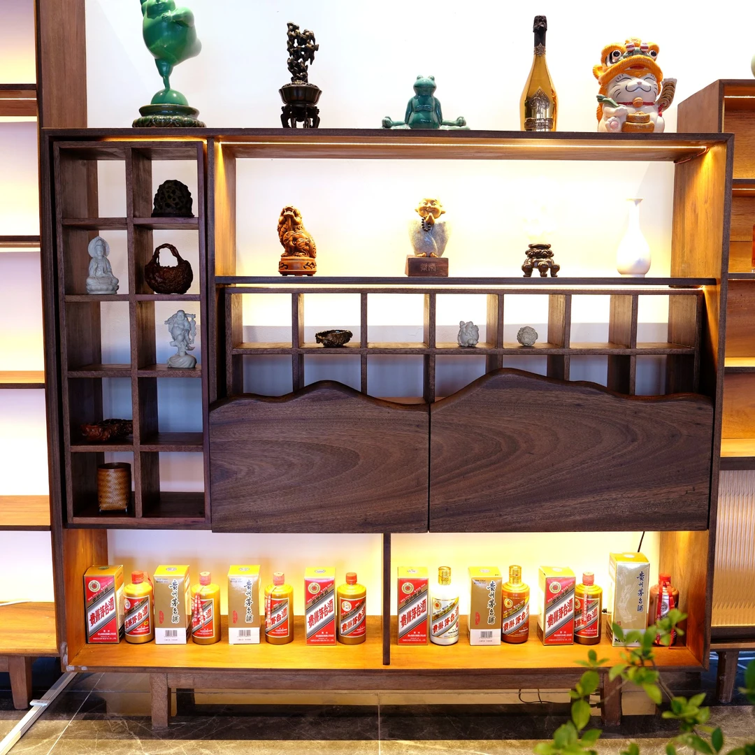 【老高】 老槠木置物柜实木茶室柜新中式收纳柜长165*高150*35