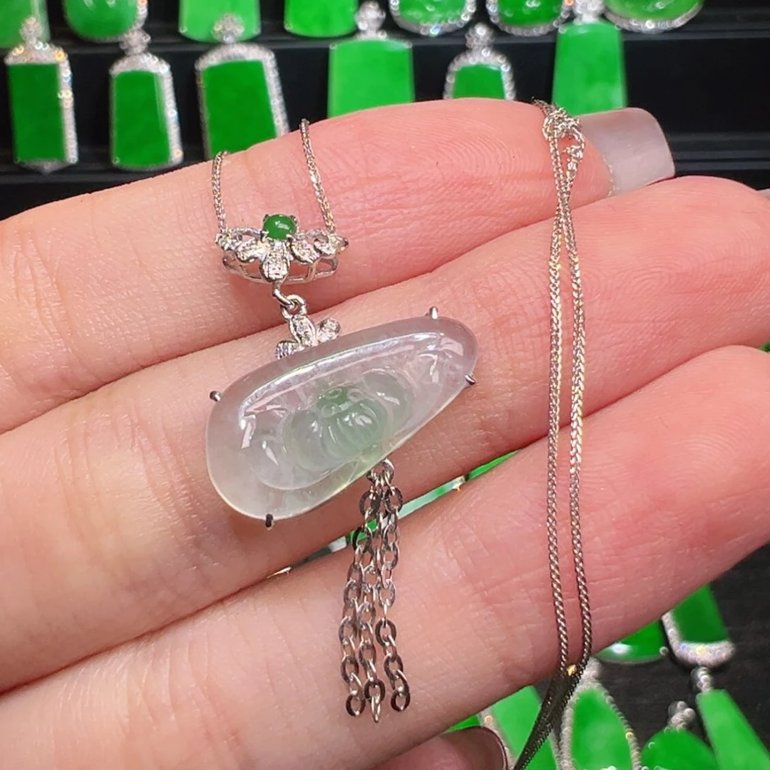 翡翠吊坠(不含链)18K金镶嵌