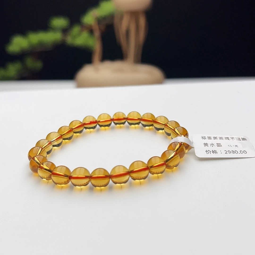 水晶未镶嵌手链黄水晶7.8mm15.1