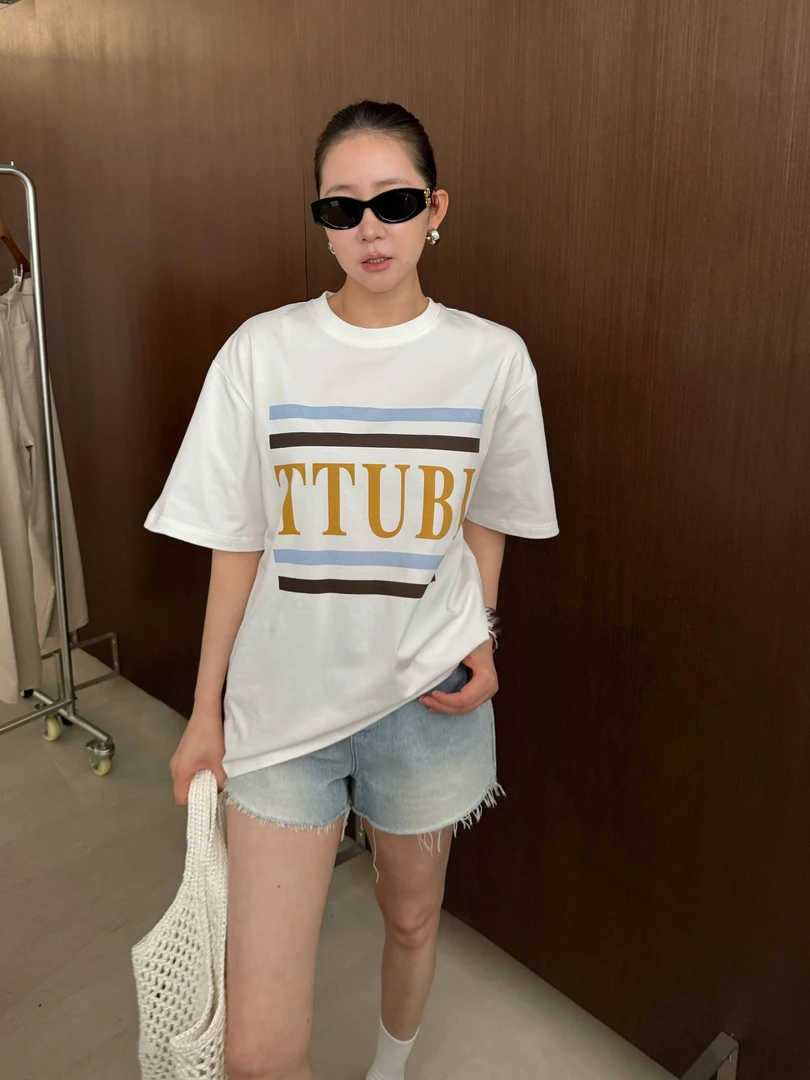 widelia夏季韩版小众字母印花T恤女百搭宽松短袖上衣7351