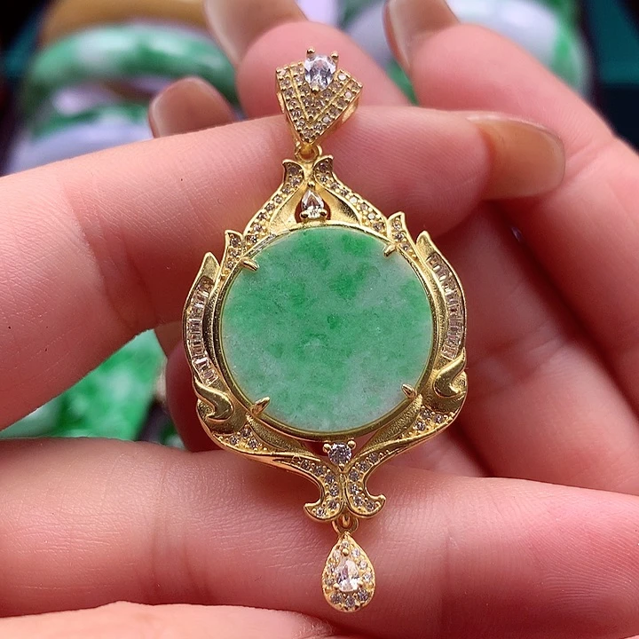 颈饰银S925镶嵌翡翠翡翠