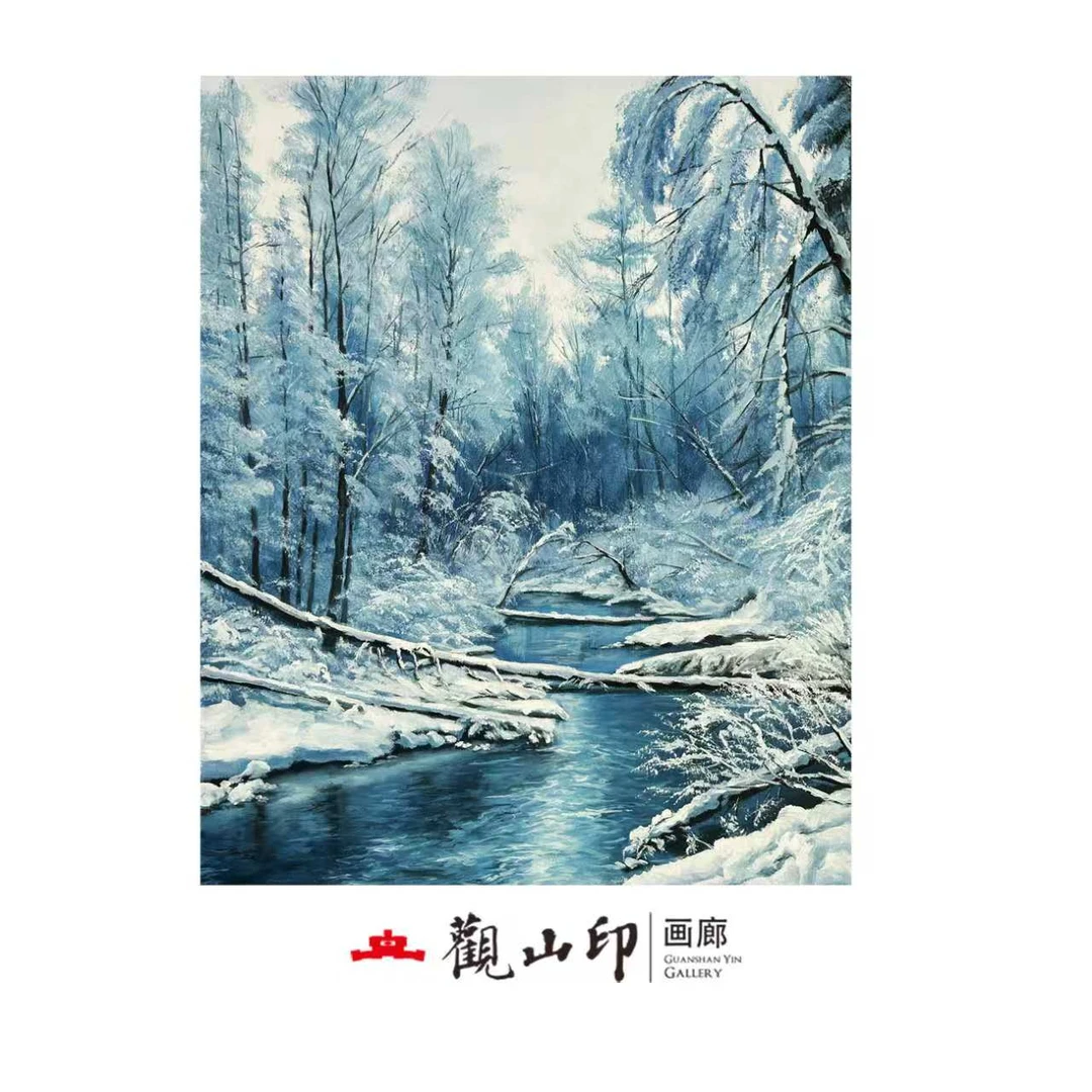 H原创手绘风景油画45x50cm丛林作品8202