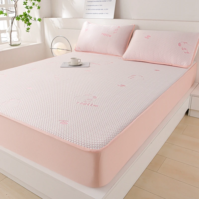 【卡皮巴拉床笠】冰豆豆冰丝凉席凉爽舒适床笠款冰丝凉席三件家用