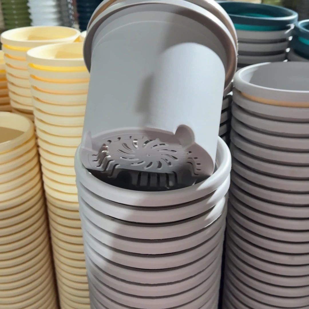 树脂四季盆3#无拖灰白微瑕10