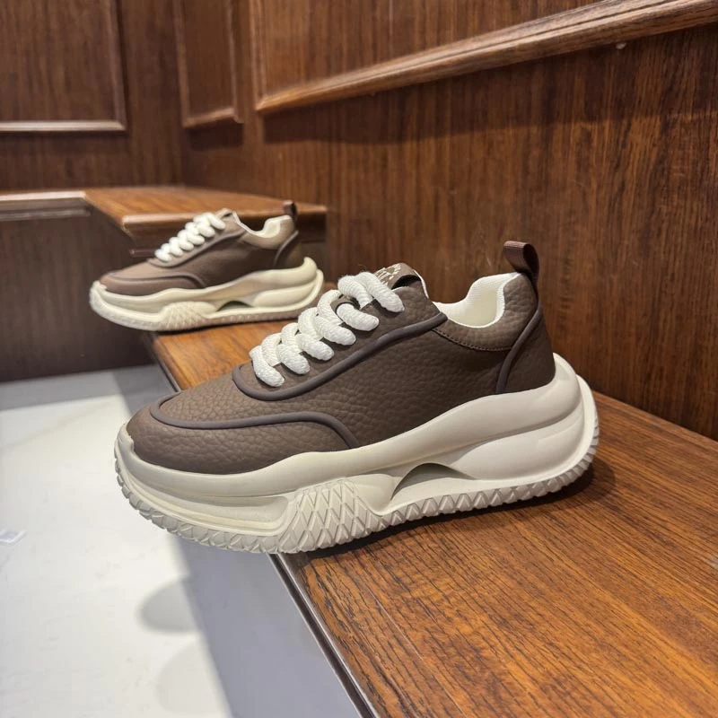 防水防滑老爹男鞋复古厚底增高男鞋皮面柔软耐磨秋季男鞋老爹鞋