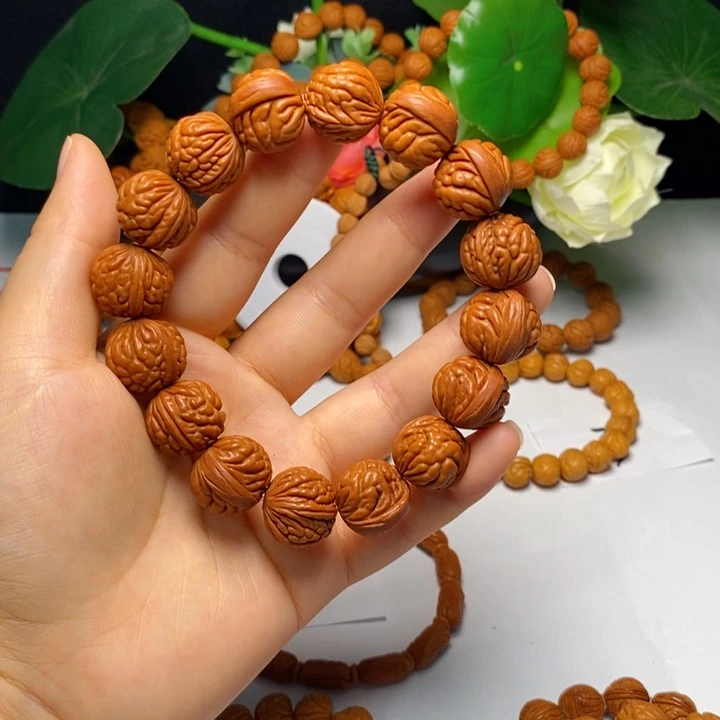 桃核手串秦岭荔枝纹