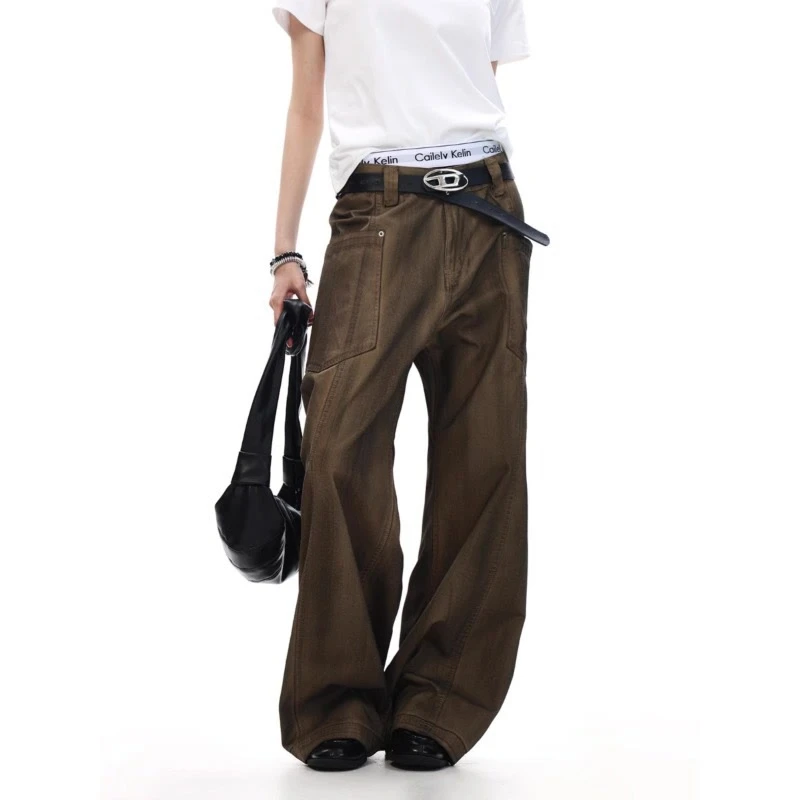 新款垂坠感直筒宽松拖地裤男女青年春秋百搭显瘦长裤