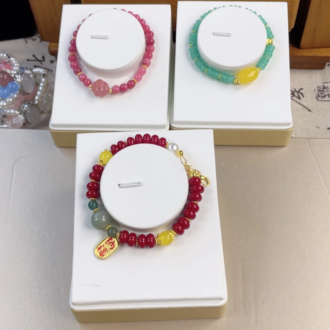 南红玛瑙手链银S925镀金镶嵌