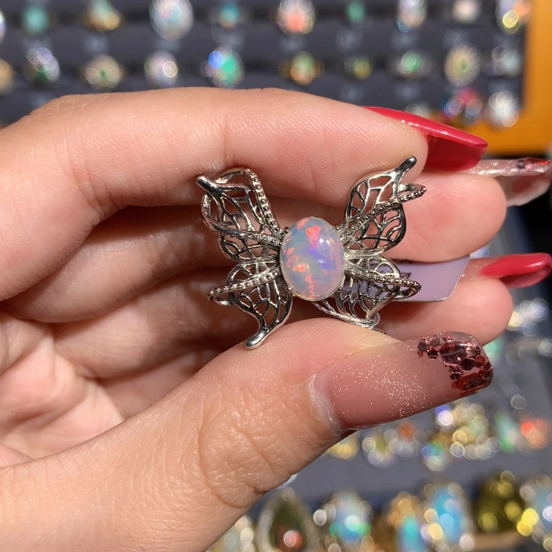 银S925镶嵌欧泊欧泊戒指y