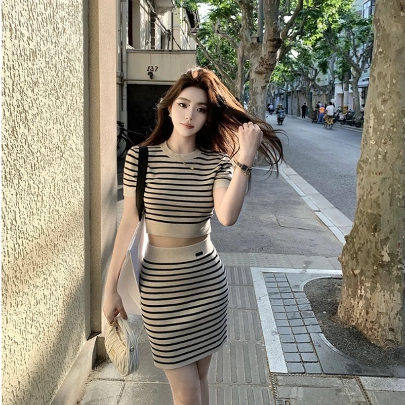 【LILYLIKES】“miu系南洋千金”真丝绵羊毛进口机织经典条纹套装
