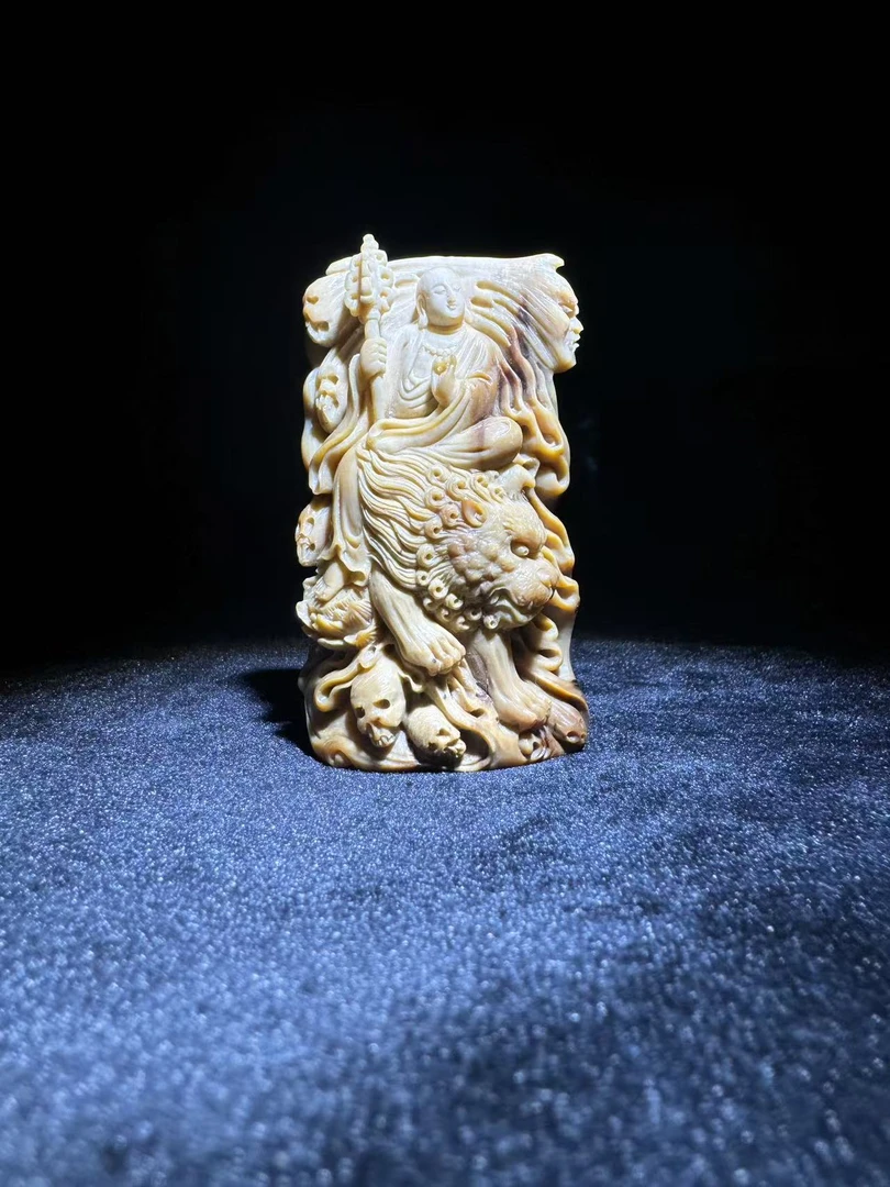 m50544 猛犸牙 地藏王菩萨  纯手工 精雕满雕把件摆件