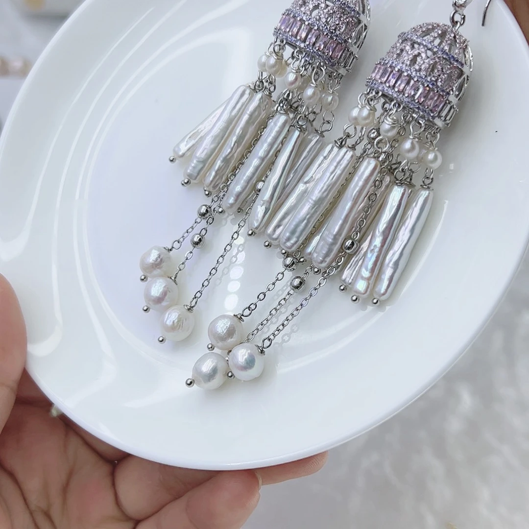 银S925镶嵌耳饰淡水珍珠