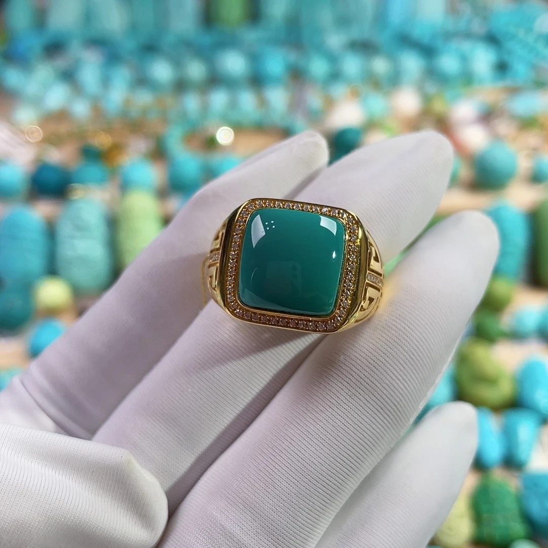 绿松石18K金镶嵌珠宝奇石