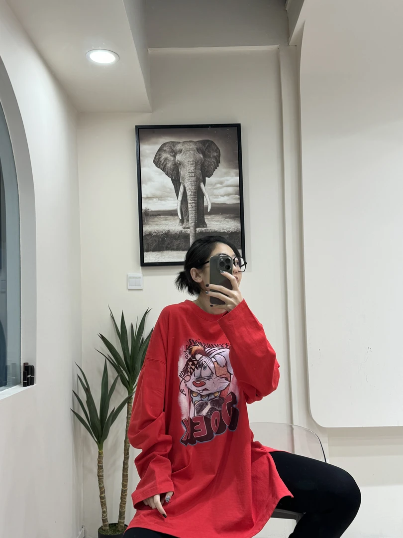 《遇见》新款卡通兔子图案慵懒风卫衣时尚百搭