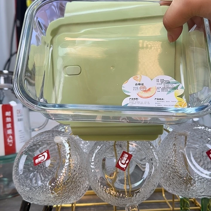 水晶玻璃盖子款1200毫升饭盒。没有格挡