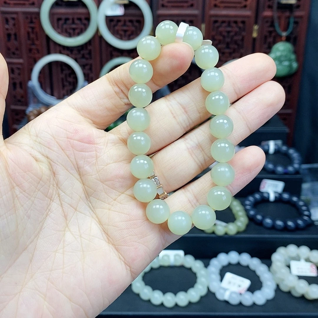 和田玉手串未镶嵌蜂蜜水10