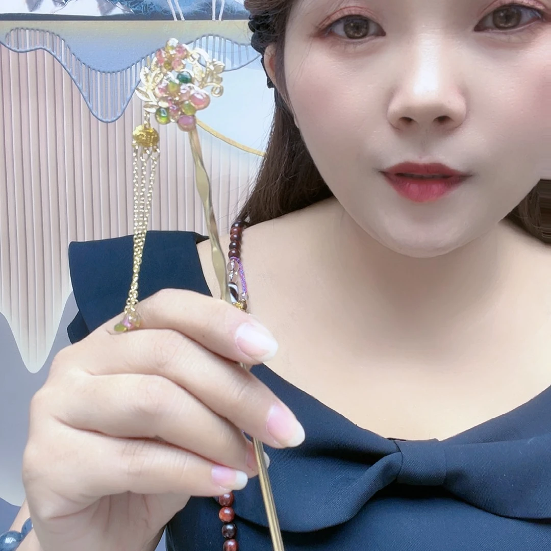 【闪购商品】西瓜碧玺银S925镶嵌发饰