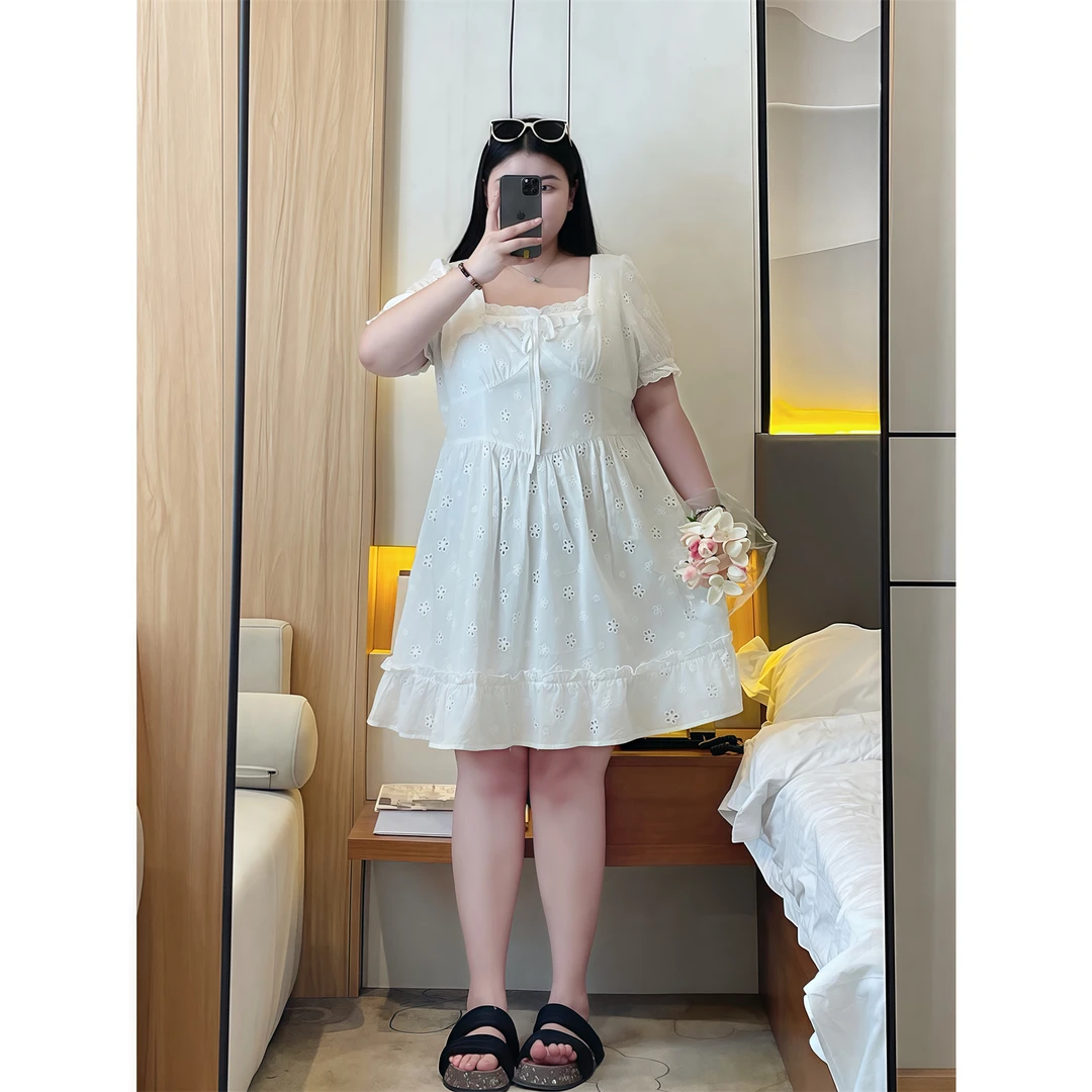 玻璃糖纸 /浪漫少女感显瘦海边度假连衣裙14924花契大码200斤胖mm