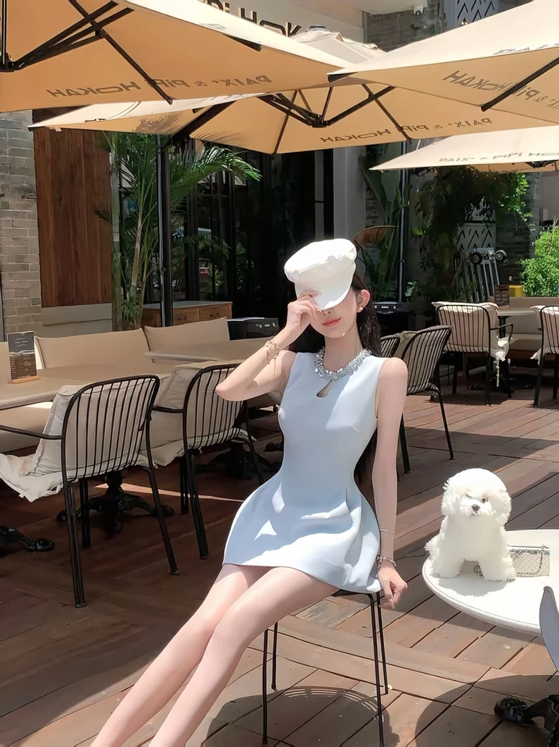 首尔千金 夏季新款纯欲风显瘦财阀千金甜美小个子夏季法式连衣裙