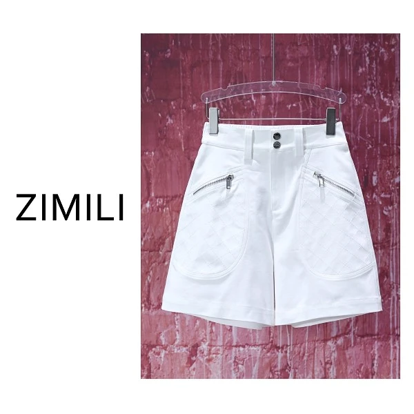 【亮哥女装】2025欧版设计师象牙白高腰高克重休闲A字短裤9322-H5
