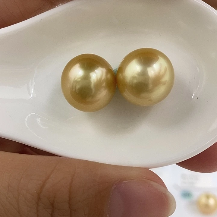 定制海水珍珠未镶嵌裸珠55南洋金珠14-15mm