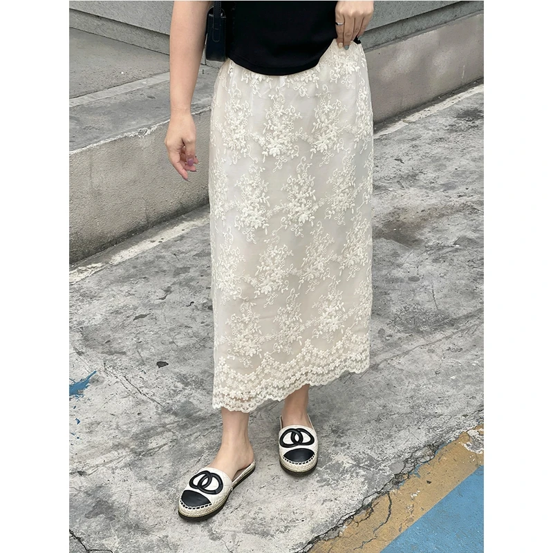 WenWen小个子韩版立体雕花重工艺设计感高腰半身裙时尚裙子3683