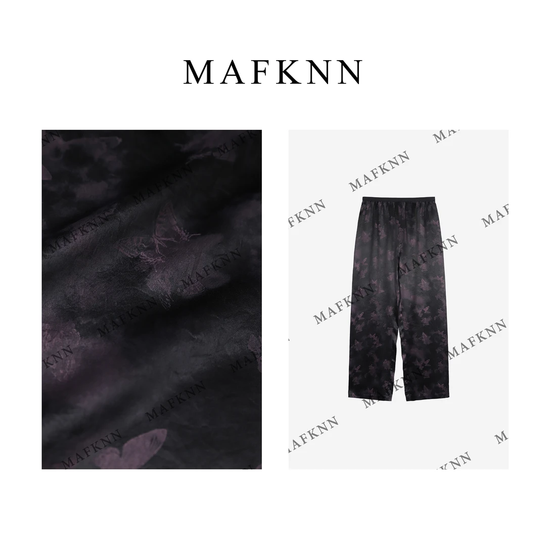 MAFKNN/玛肯时尚休闲简约百搭夏季宽松印花休闲裤蝴蝶裤MK12693