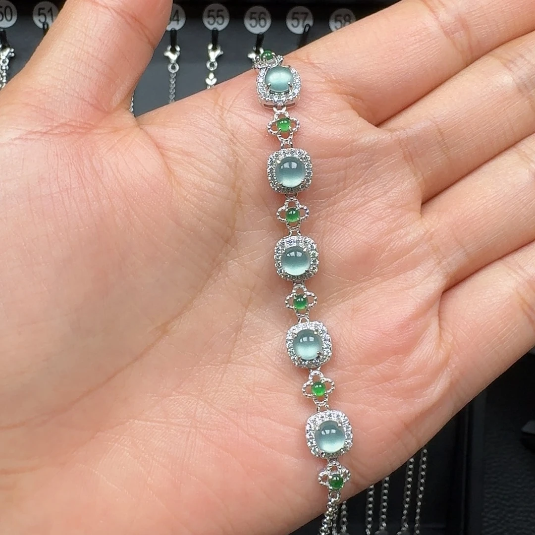 翡翠银S925镶嵌手链