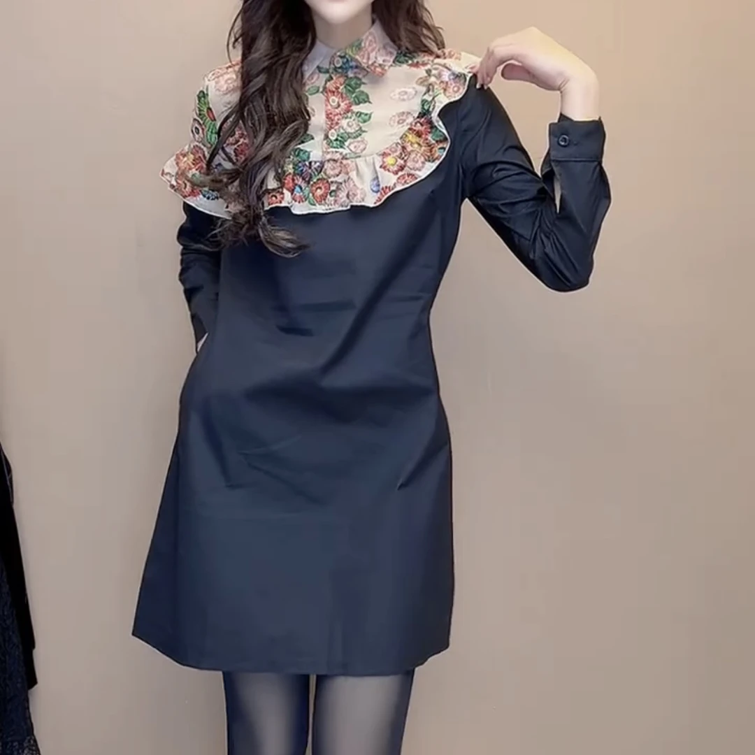 2025春季新款时尚碎花拼接连衣裙