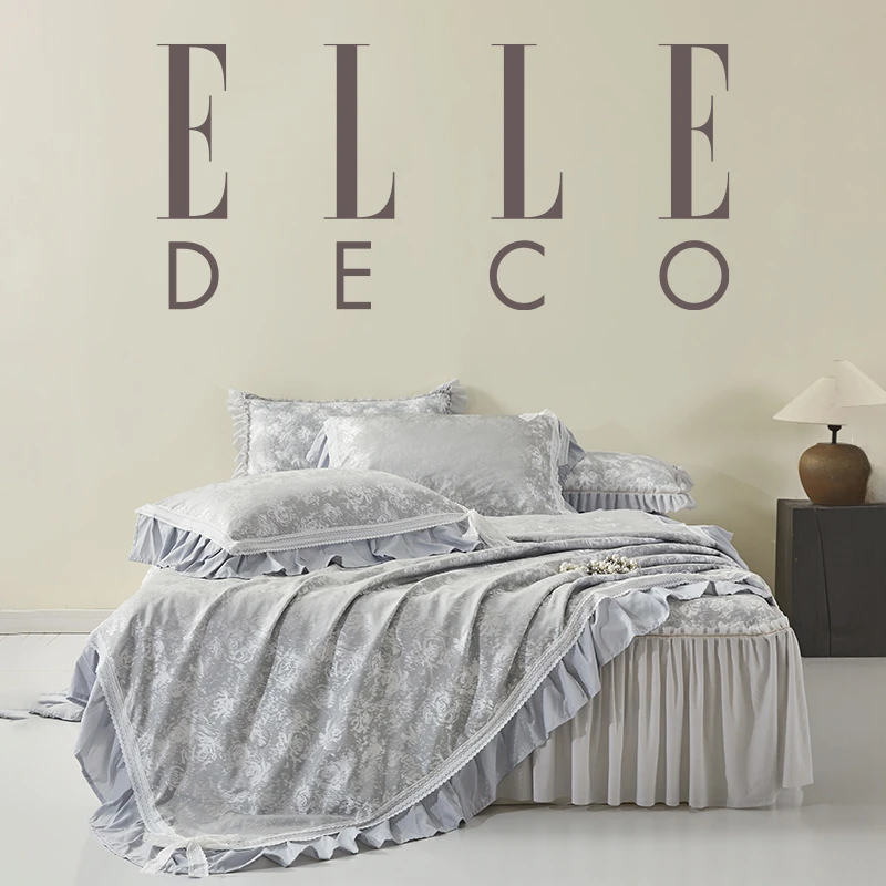 ELLE DECO巴黎玫瑰凉感床裙法式轻奢高档A类冰丝凉席夏凉被四件套