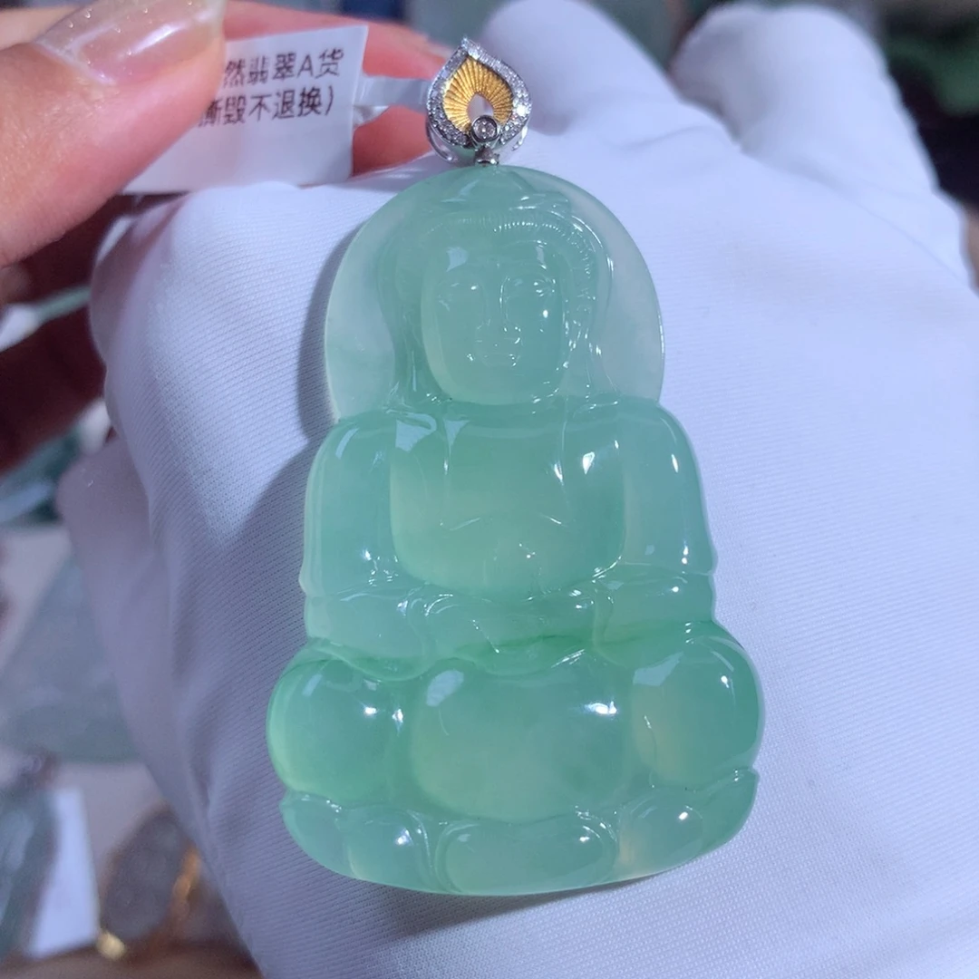翡翠颈饰18K金镶嵌观音