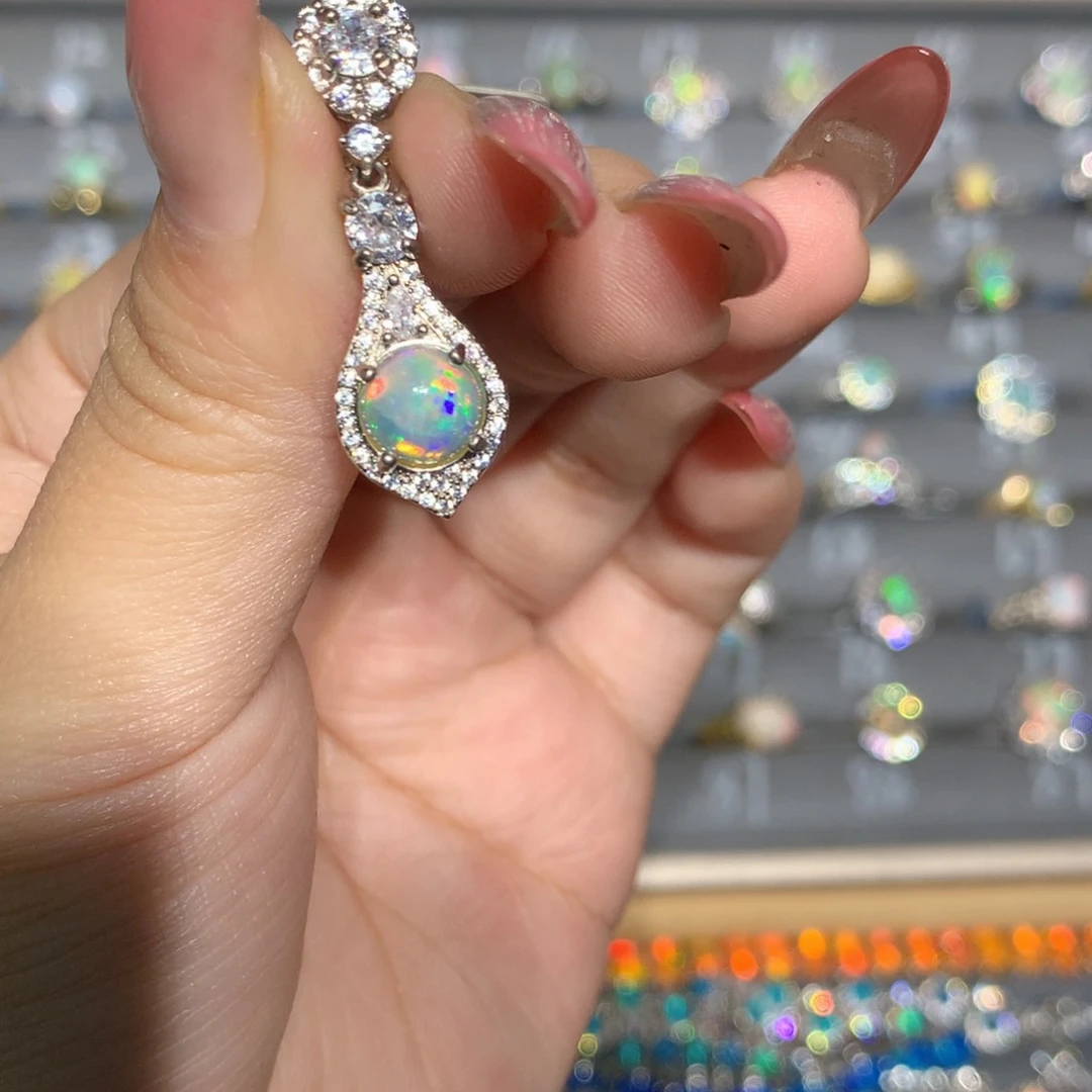 银S925镶嵌欧泊欧泊吊坠l