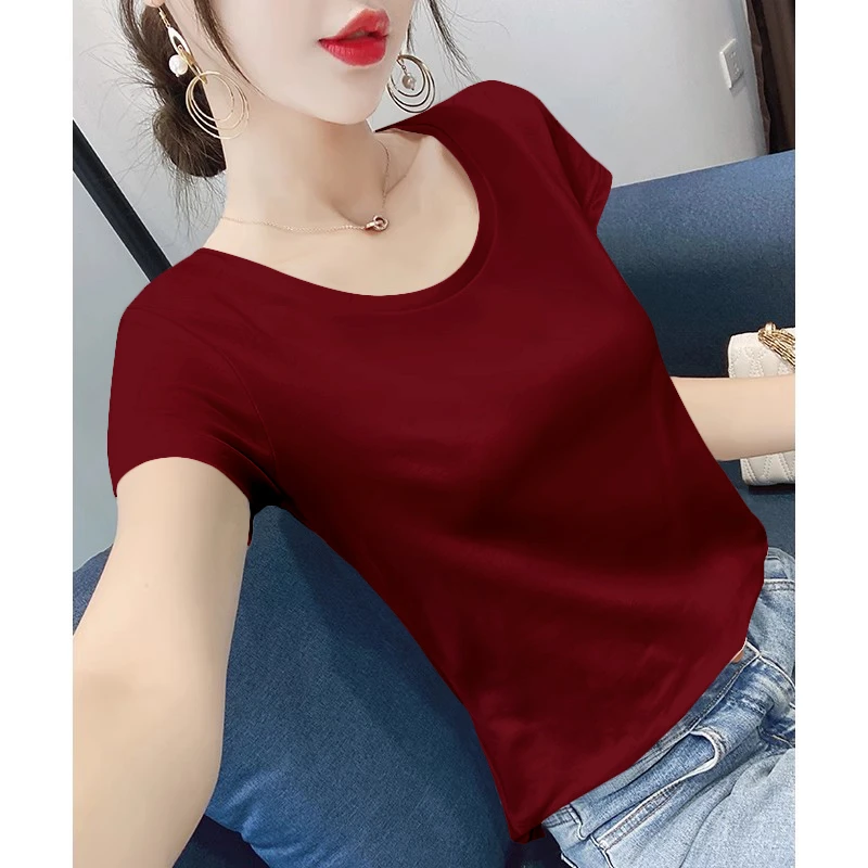 2025新款重磅260克莫代尔纯色百搭夏季宽松纯色显瘦洋气打底衫t恤