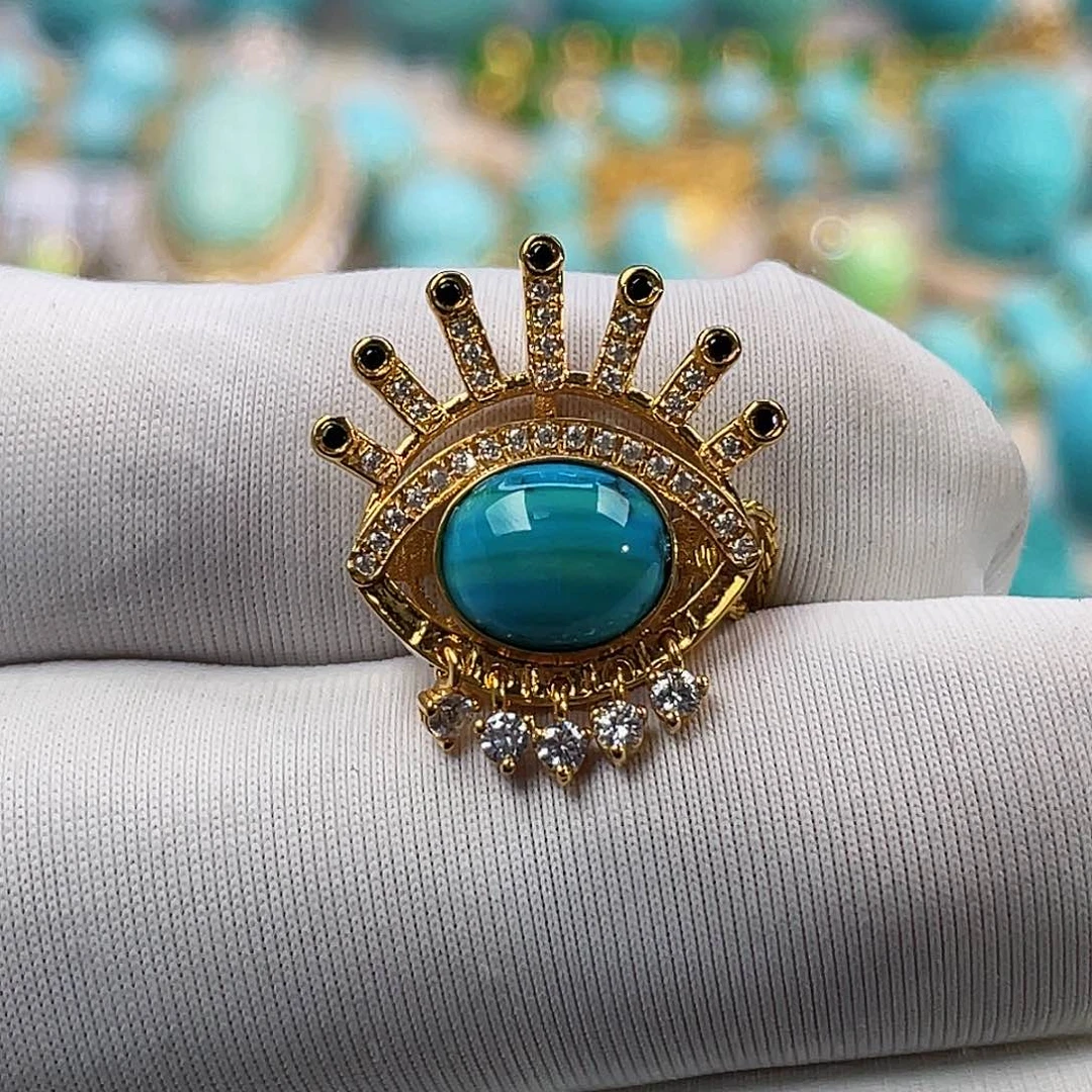 绿松石珠宝奇石18K金镶嵌