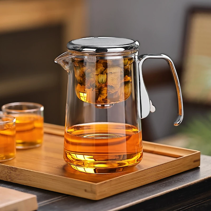 磁吸飘逸杯高硼硅玻璃泡茶壶耐热泡茶杯一键茶水分离过滤懒人茶具