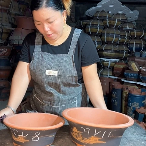 紫砂花盆四角碗两个