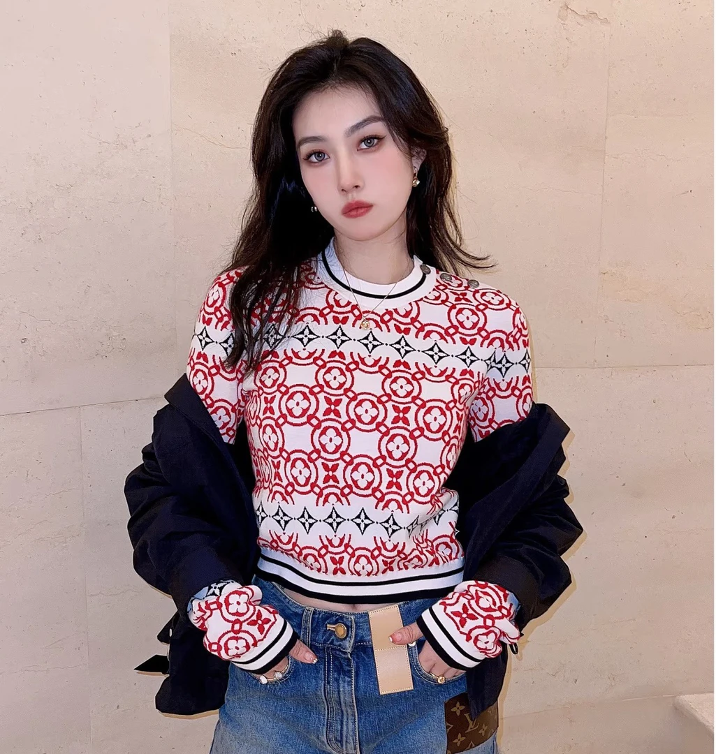 未使用 LouisVuitton/路易威登 白色满印针织卫衣 xs码