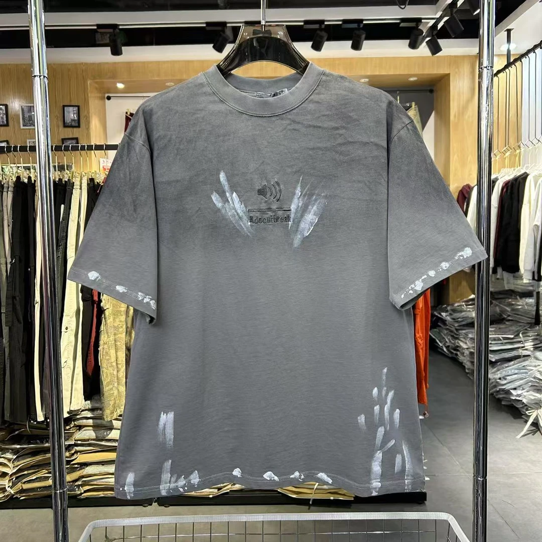 实体~纯棉重磅短袖美式复古潮牌扎染渐变刺绣LOGO短袖T恤12168