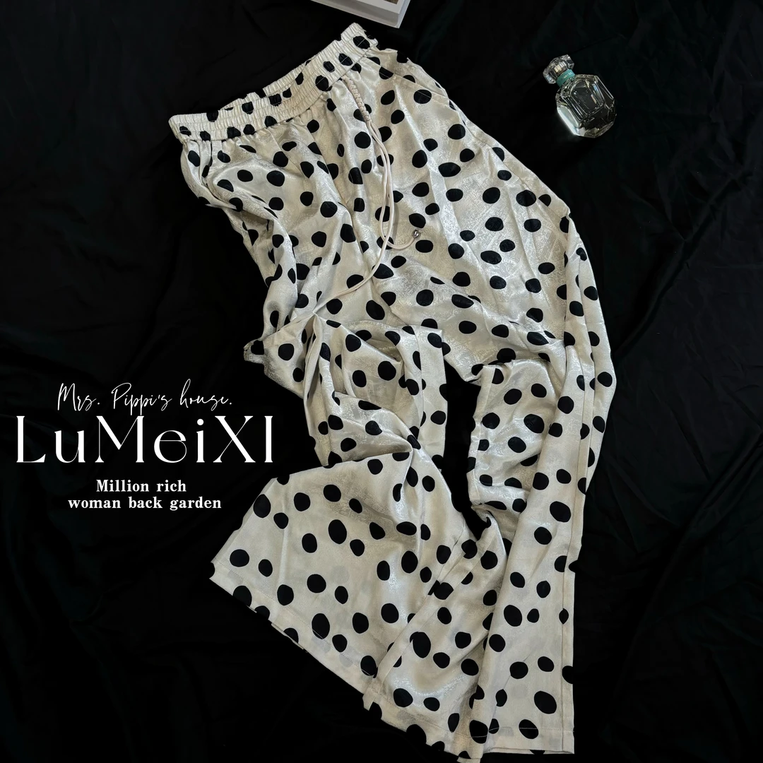 LMXPPJ【挚爱波点裤】波点裤女薄款高腰休闲阔腿裤夏百搭显瘦MX1308
