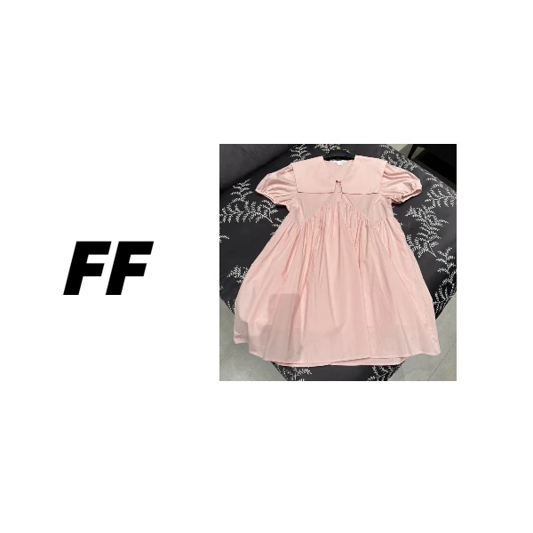 【B57112】夏季甜美风宽松减龄娃娃领泡泡袖连衣裙